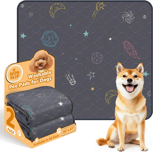 LOOBANI Pee Pads for Dogs Washable: Reusable Dog Pee Pads for Medium Pet, 2 Pack Waterproof Puppy Whelping Pads 36" x 41", Non-Slip Potty Training Mat for Dog Playpen, Floor, Cage, Sofa, Crate, Grey - Pet Explorer