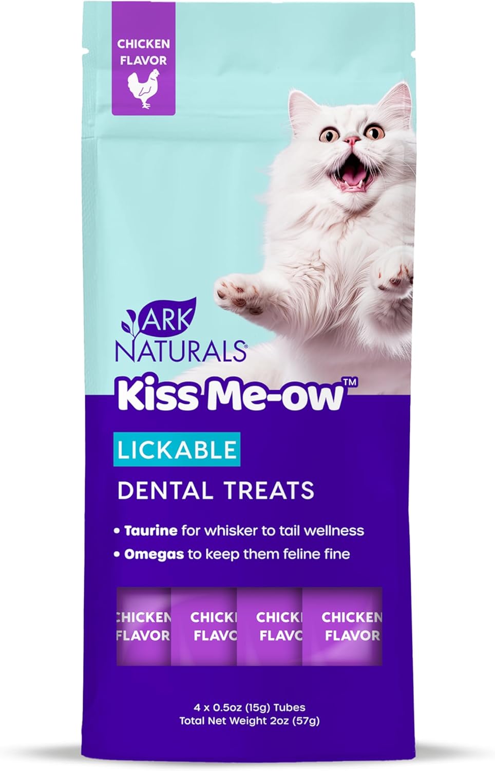 Ark Naturals Kiss Me-Ow Lickable Dental Cat Treats, Chicken Flavored, No Artificial Flavors, 2 Ounces (Pack of 6) - Pet Explorer