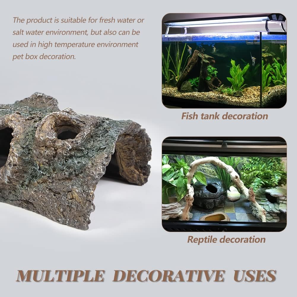 fazhongfa Reptile Hide Tree Trunk Lizard Snake Gecko Axolotl Spider Turtles Bearded Dragon Tank Accessories Large Hollow Log for Aquarium or Fish Tank Resin Wood Decorations Ornament - Pet Explorer