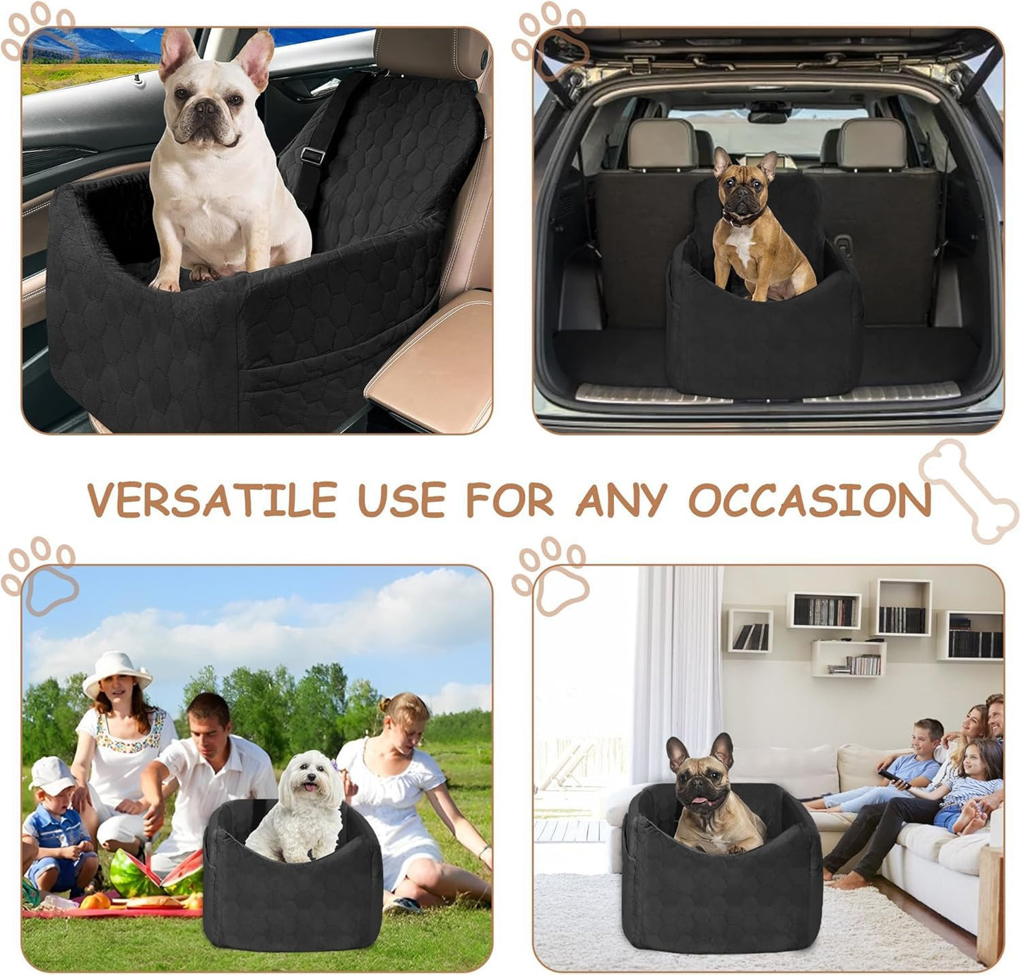 Dog Car Seat for Small/Medium Dogs - Dog Booster Seat with Safety Straps & Non-Slip Base, Travel Pet Car Seat with Storage Pockets, Washable & Removable, Suitable for Dogs Under 35 lbs (Black) - Pet Explorer