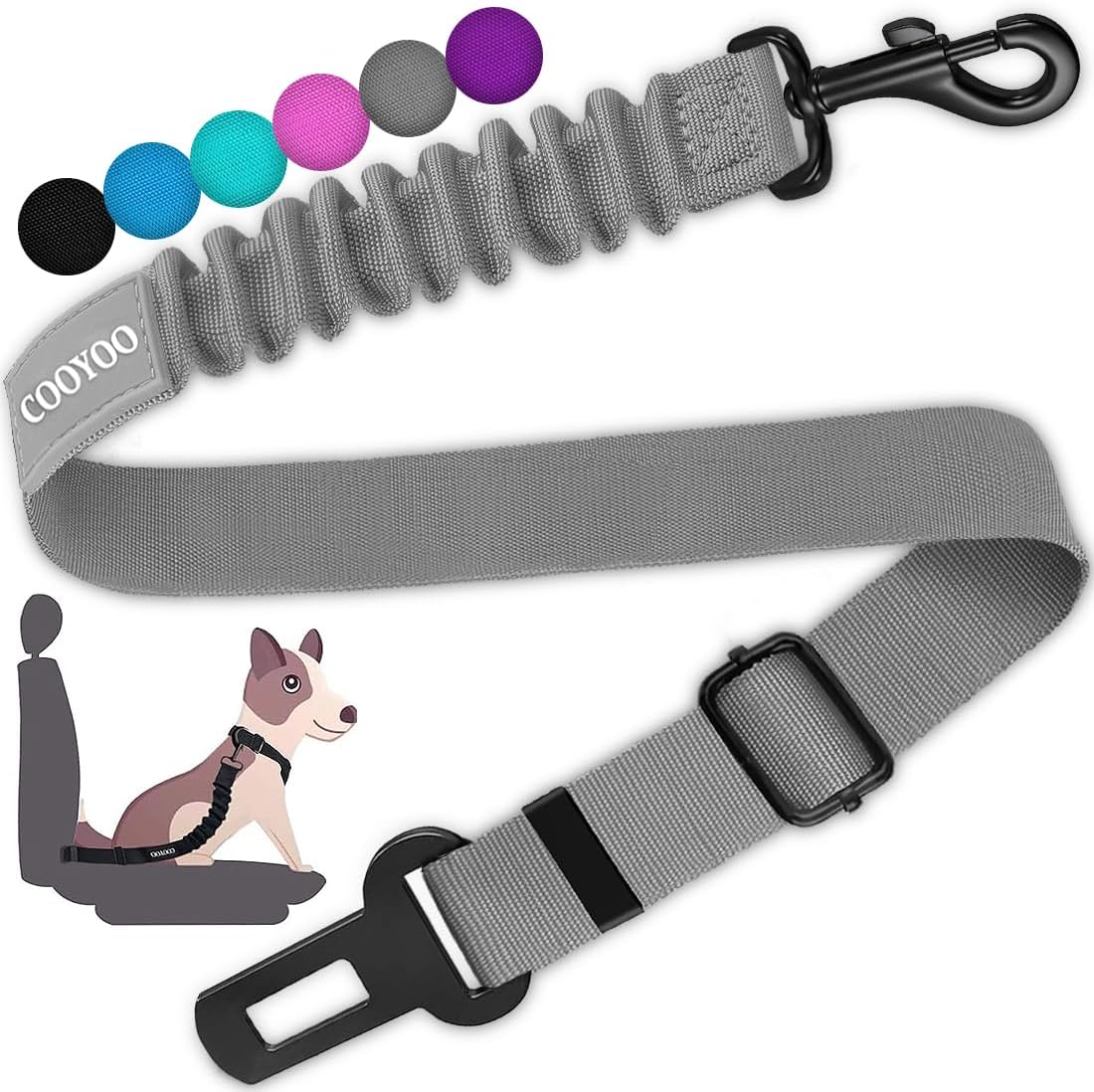 COOYOO Dog Seat Belt,Retractable Dog Car Harness Seat Belt for Car Adjustable Nylon Pet Safety Seat Belts Heavy Duty & Elastic Bungee Buffer - Pet Explorer