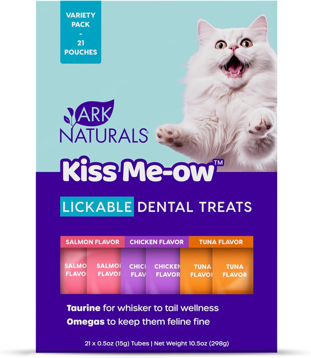 Ark Naturals, Kiss Me-Ow Lickable Variety Pack, 21 x 0.5 oz Assorted Tubes - Pet Explorer