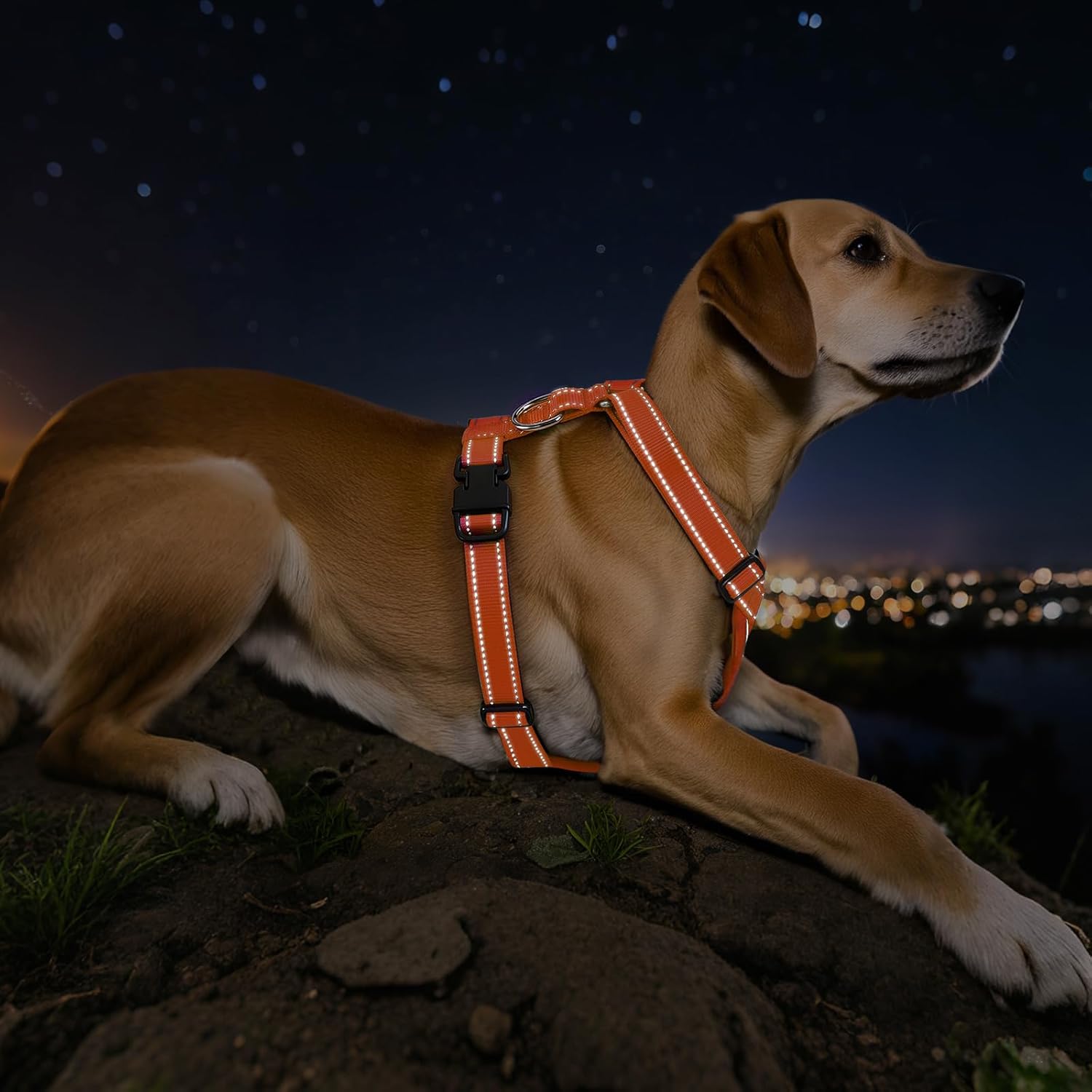 Dog Seat Belt Harness for Car, Dog Car Harness Adjustable Mesh Breathable & Dogs Seatbelt Safety Tether with Elastic Bungee for Small Medium Large Pets(Orange, L) - Pet Explorer