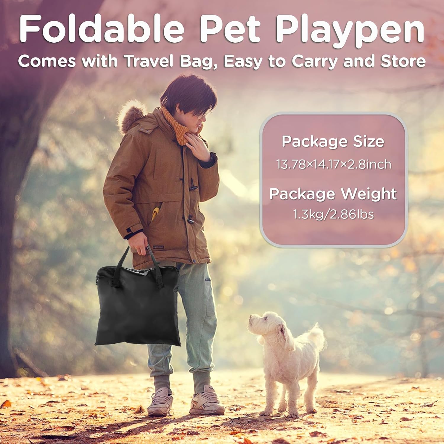Foldable Pet Kitten Playpen, Upgrade Waterproof Portable Cat Dog Playpen Kennel Tent for Small Dog Cat, Removable Shade Cover, Come with Free Carrying Case, Indoor Outdoor Use for Small Pet, Pink - Pet Explorer