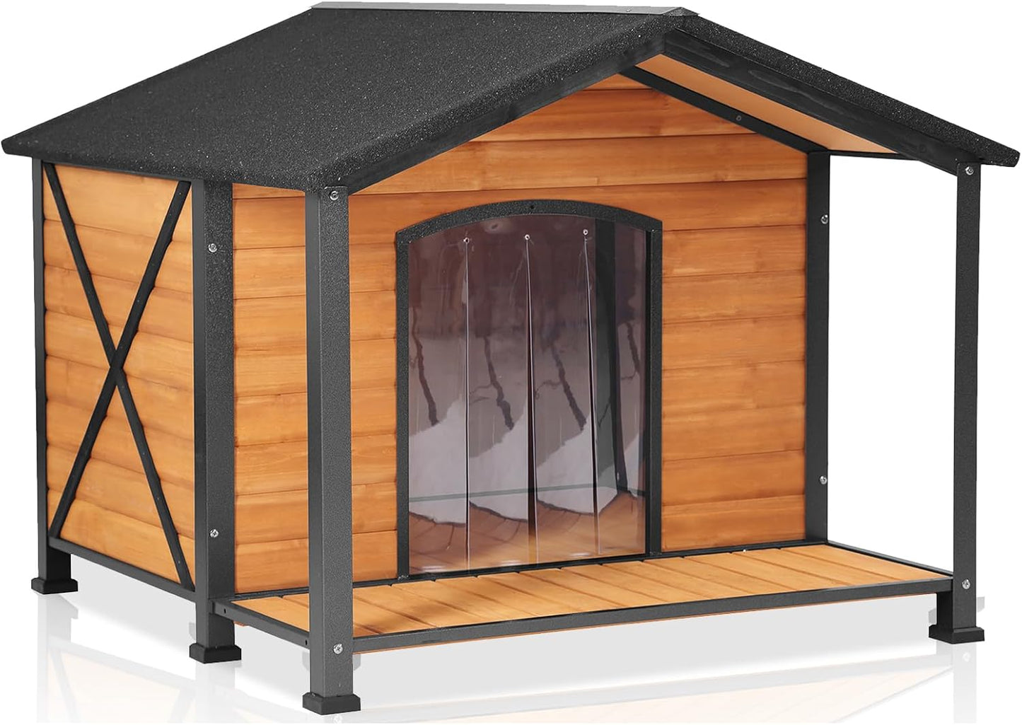 Aivituvin Outdoor Dog House with Chewproof Strong Metal Frame Outside Dog Kennel Weatherproof for Medium to Large Dogs, (41.5" L x 41.4" D x 34.1" H) - Pet Explorer