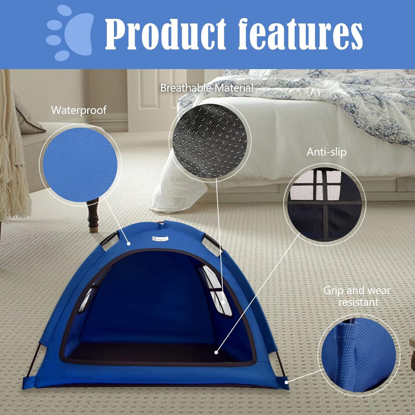 Navy Blue Small Cat & Dog Outdoor House Tent - Waterproof, Washable & Multipurpose - Ideal for Cats, Dogs & Bunnies - Pet Explorer