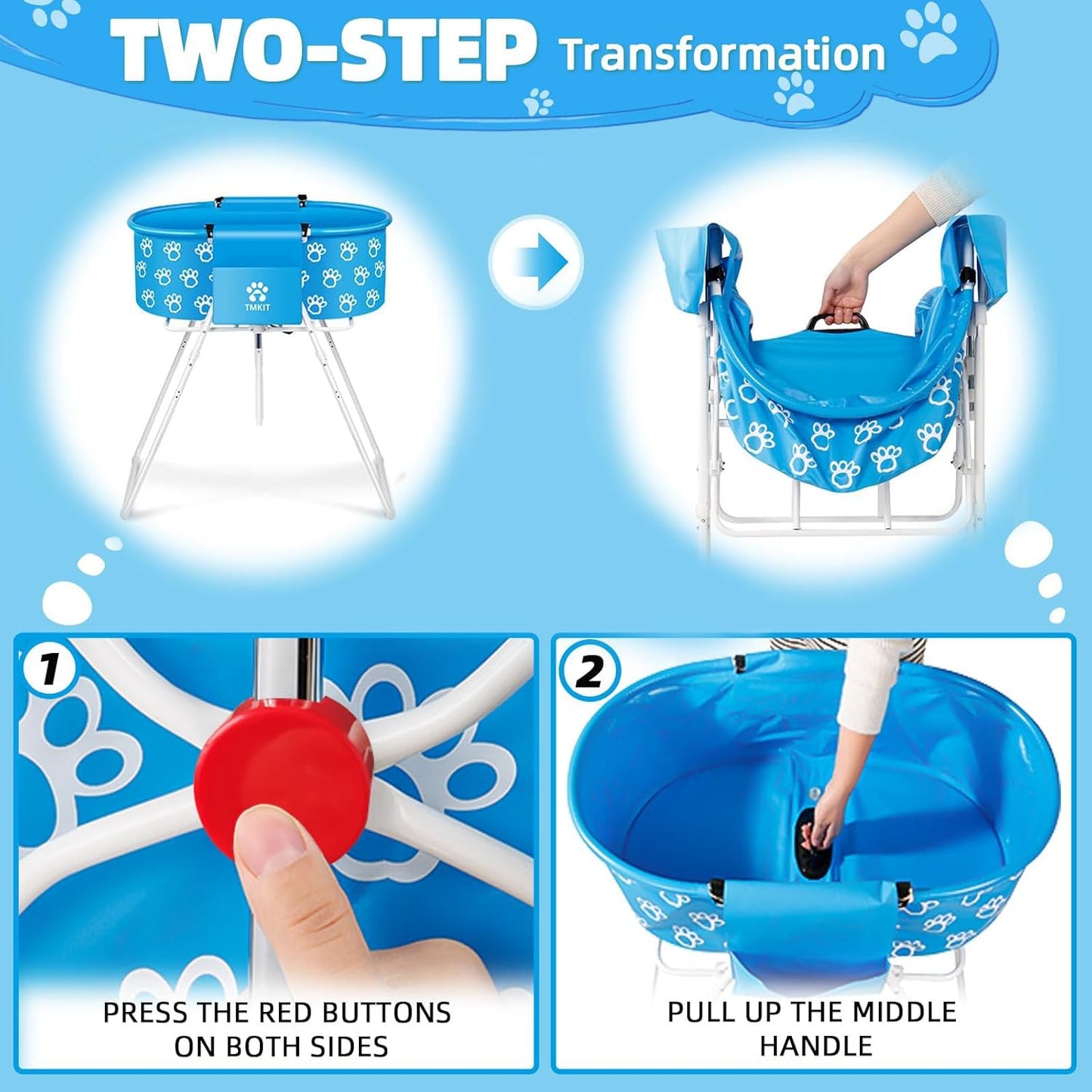Dog Bathtub, Elevated Dog Bath Tub for Pet Bathing Shower and Grooming. Portable, Foldable with Safety Lock, Professional Pet Dog Washing Station for Small, Medium, Large Dogs Cats, No Backache - Pet Explorer