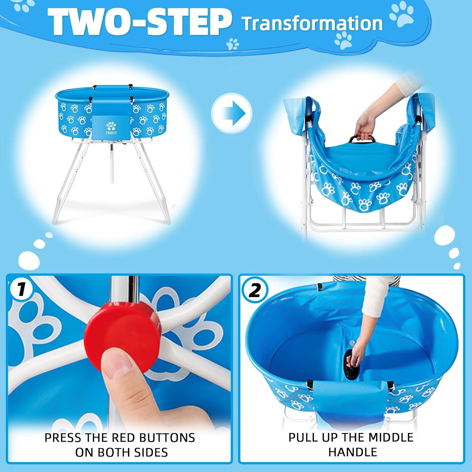 Dog Bathtub, Elevated Dog Bath Tub for Pet Bathing Shower and Grooming. Portable, Foldable with Safety Lock, Professional Pet Dog Washing Station for Small, Medium, Large Dogs Cats, No Backache - Pet Explorer