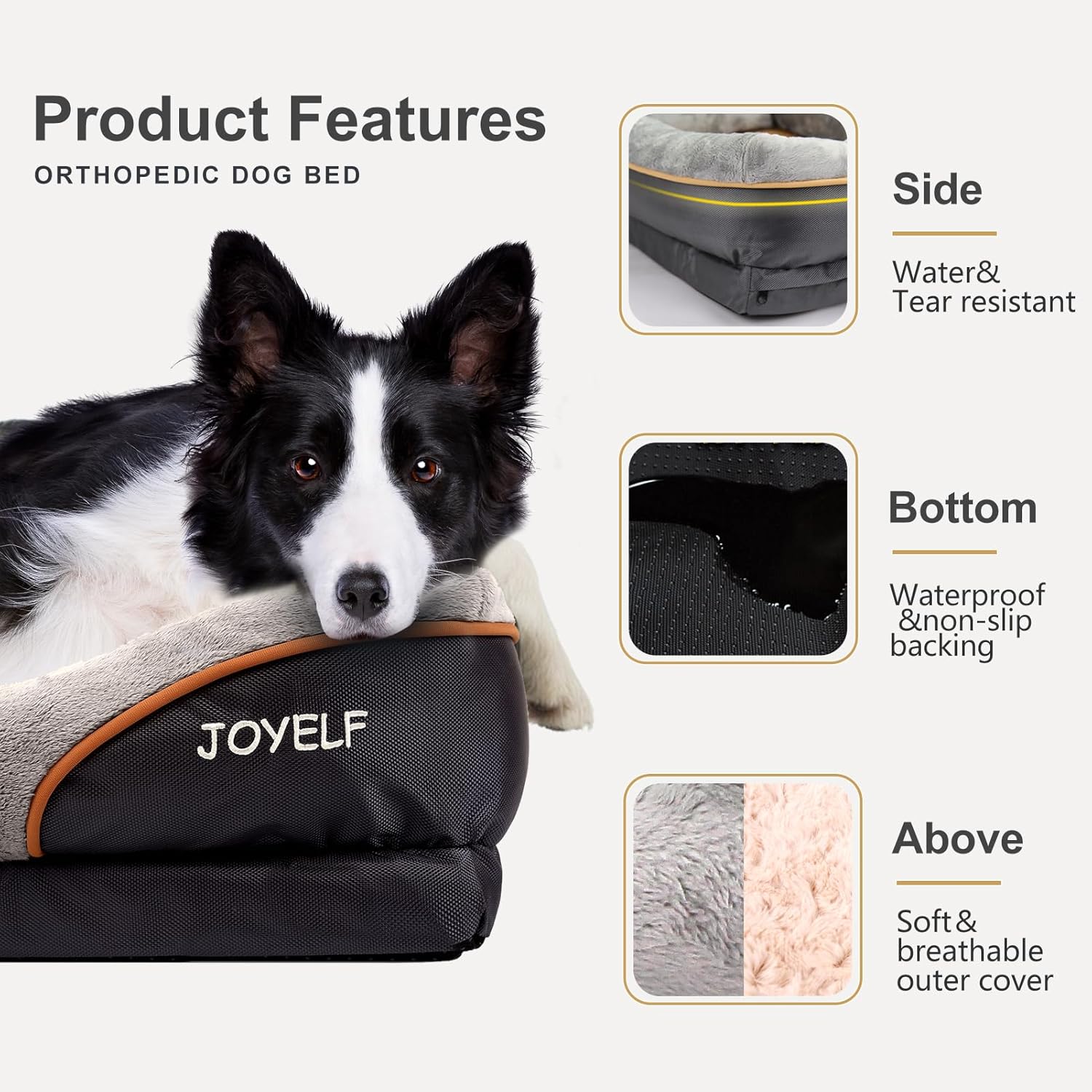JOYELF Large Memory Foam Dog Bed, Orthopedic Dog Bed & Sofa with Removable Washable Cover and Squeaker Toy as Gift - Pet Explorer