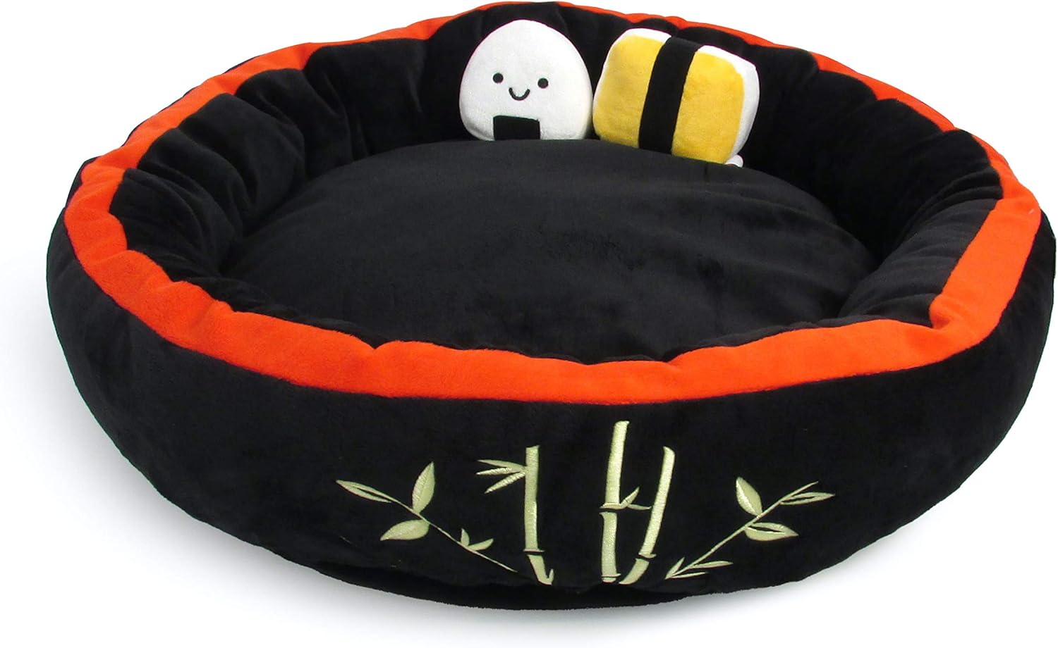 TONBO Soft Plush Small Cute and Cozy Sushi Dog Cat Bed with Two Sushi Crinkle Toys, Washer and Dryer Friendly, (Black) - Pet Explorer
