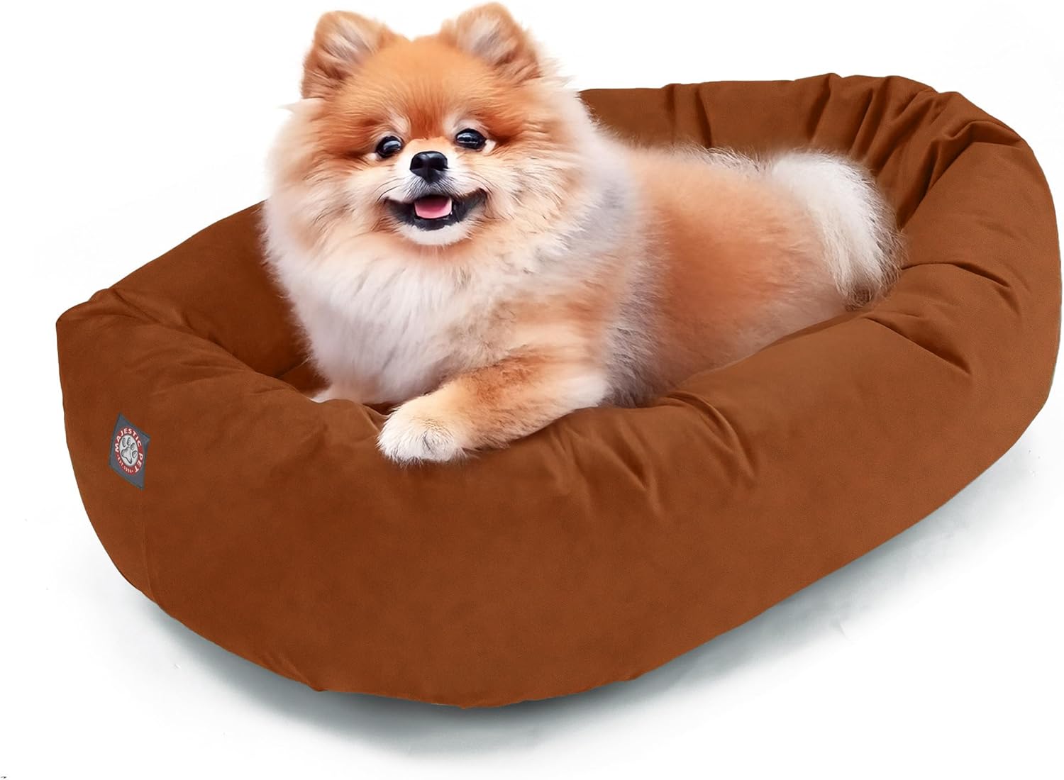 Majestic Pet 24 Inch Suede Shredded Memory Foam Mix Calming Small Dog Bed Washable 24 x 19 x 7 (Inch) - Cozy Soft Round Donut Dog Bed with Spine for Head Support - Pet Bed Rust - Pet Explorer