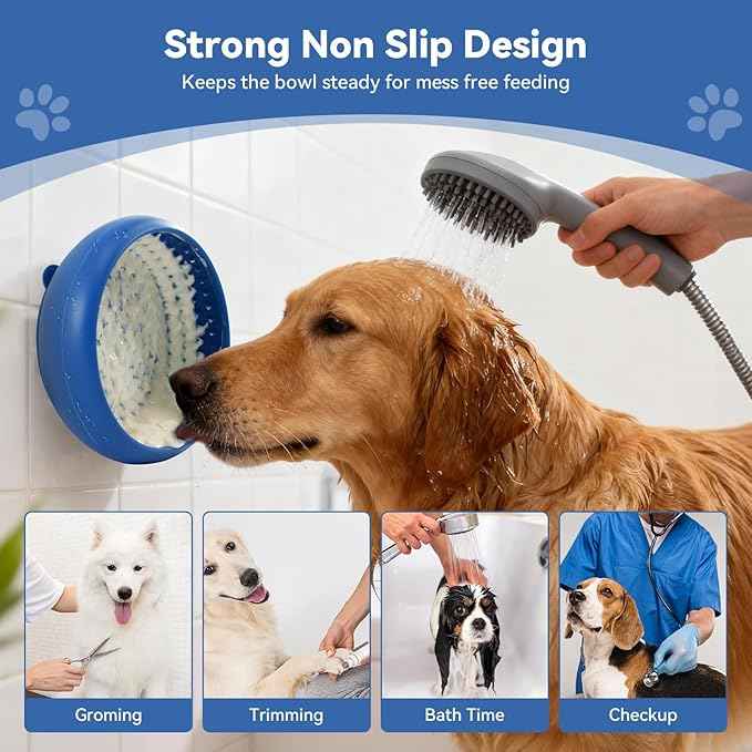 Slow Feeder Dog Bowl, BPA-Free Silicone Lick Mat for Small and Medium Dogs, Non-Slip & Dishwasher Safe (Dark Blue - S)