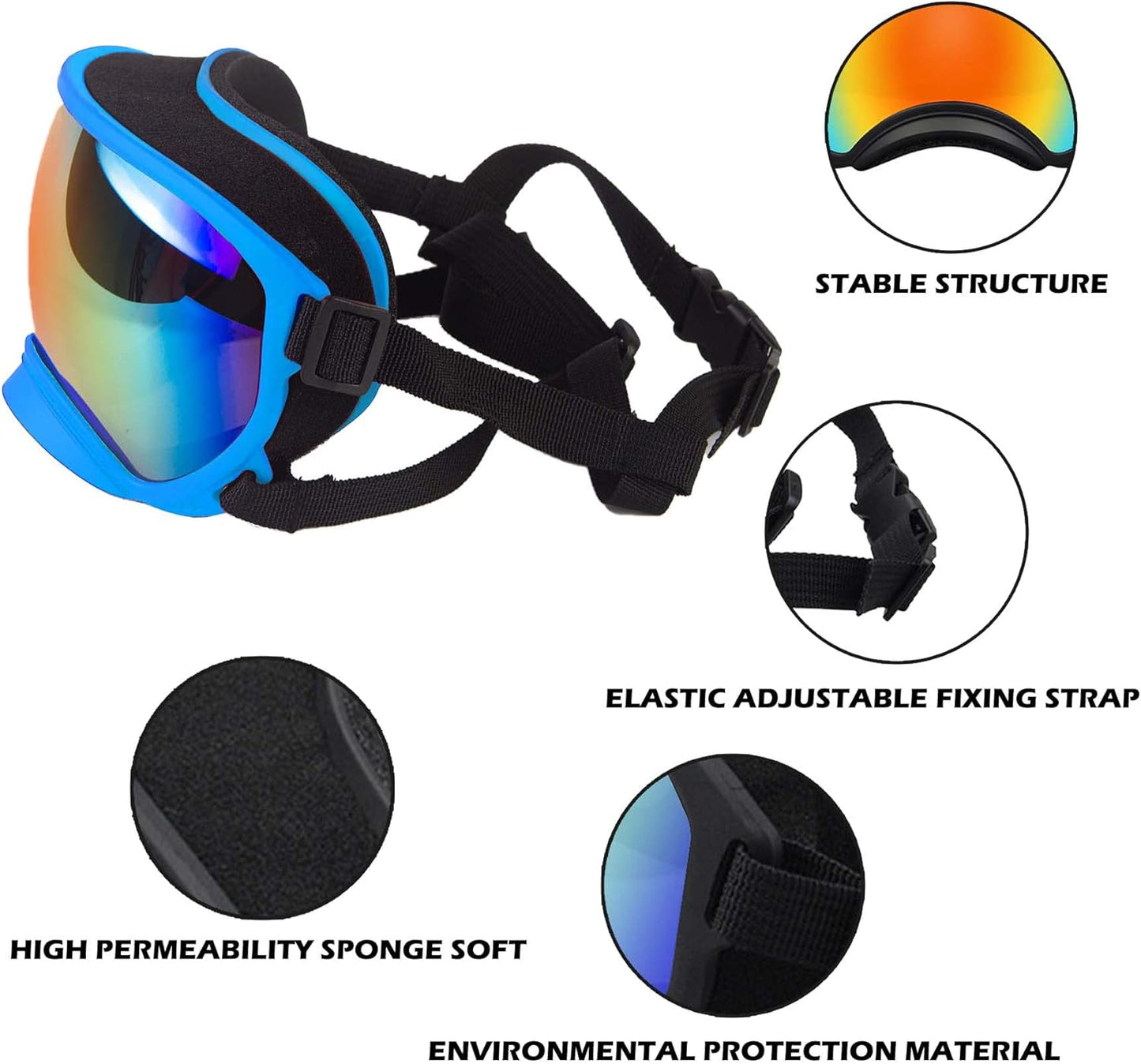 Winproof Large Dog Sunglasses with Adjustable Strap, UV Protection, Soft Goggles for Medium-Large Dogs - Pet Explorer