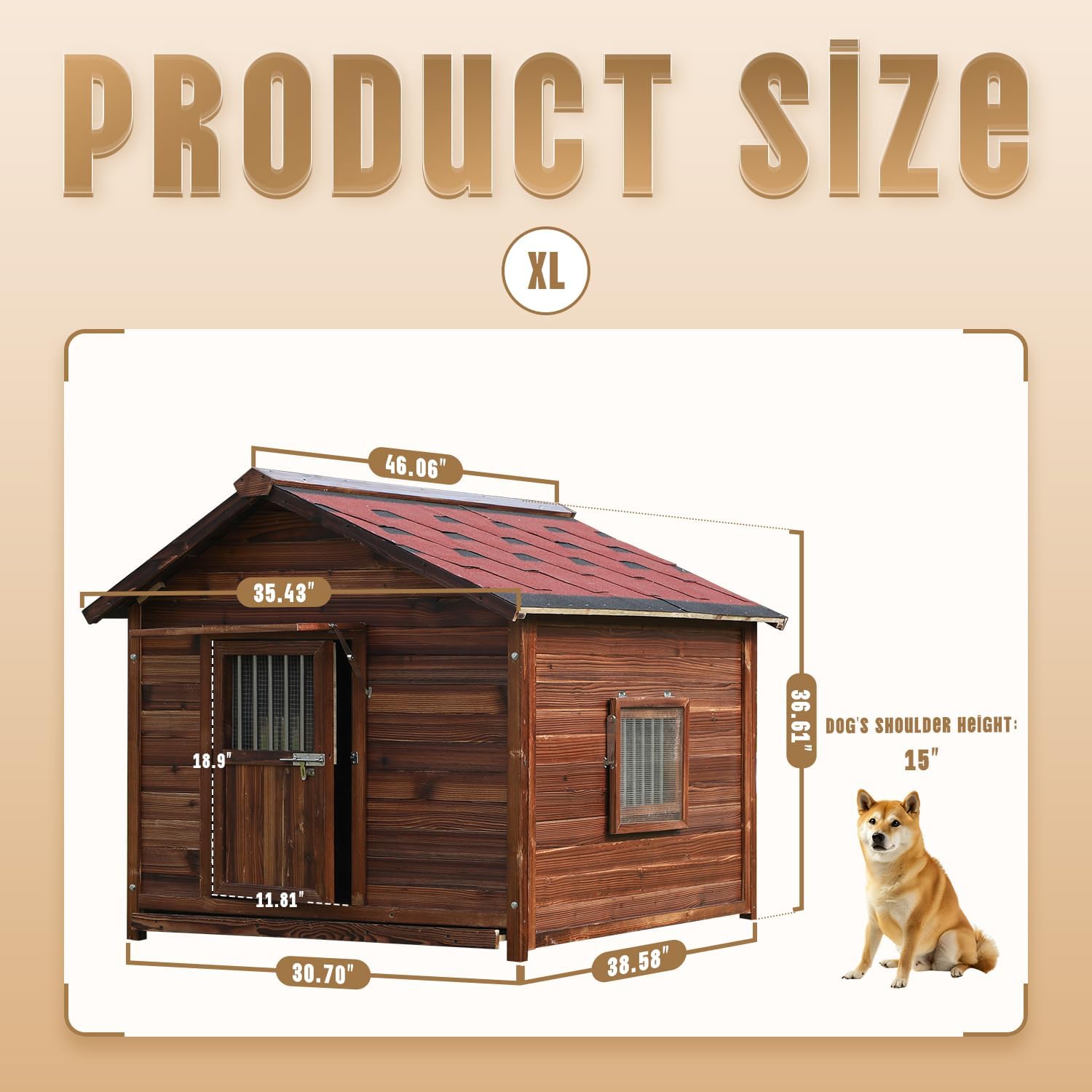 Extra Large Dog House Outdoor Made of Solid Pine Wood, Warm Doghouse, Dog House with Elevated Floor for Large Dogs, (Wood, XL) - Pet Explorer