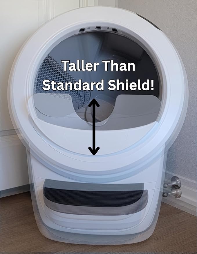 Max Shield for Litter-Robot 4 : Anti-Flicking, One-Piece Design - White (White Max Shield w/Leveler)