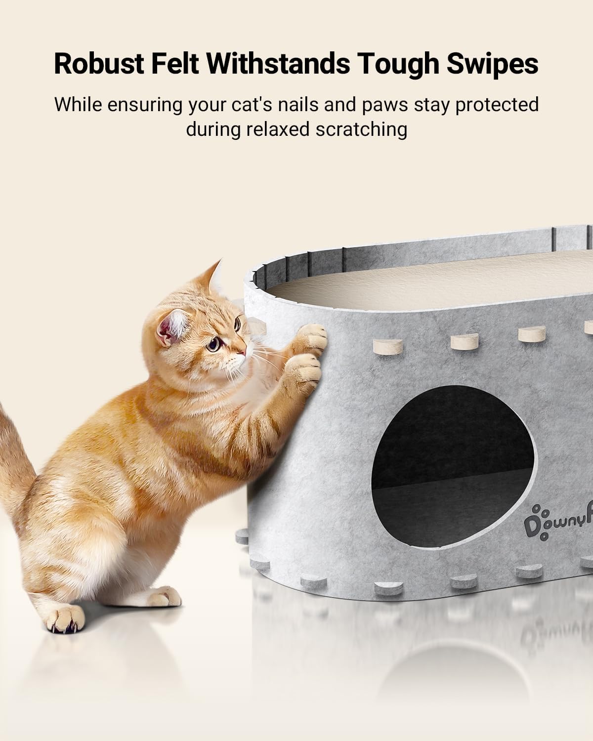DownyPaws Cat House for Indoor Cats, Cat Bed Cave for Multiple & Large Cats Up to 22 Lbs, Scratch Resistant Peekaboo Cat Caves, Foldable Tunnel Enclosed Bed, PeekaPurr, Marble - Pet Explorer