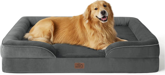 Bedsure Orthopedic Dog Bed for Extra Large Dogs - XL Plus Waterproof Dog Sofa Beds, Supportive Foam Pet Couch Bed with Removable Washable Cover, Waterproof Lining and Nonskid Bottom, Dark Grey - Pet Explorer