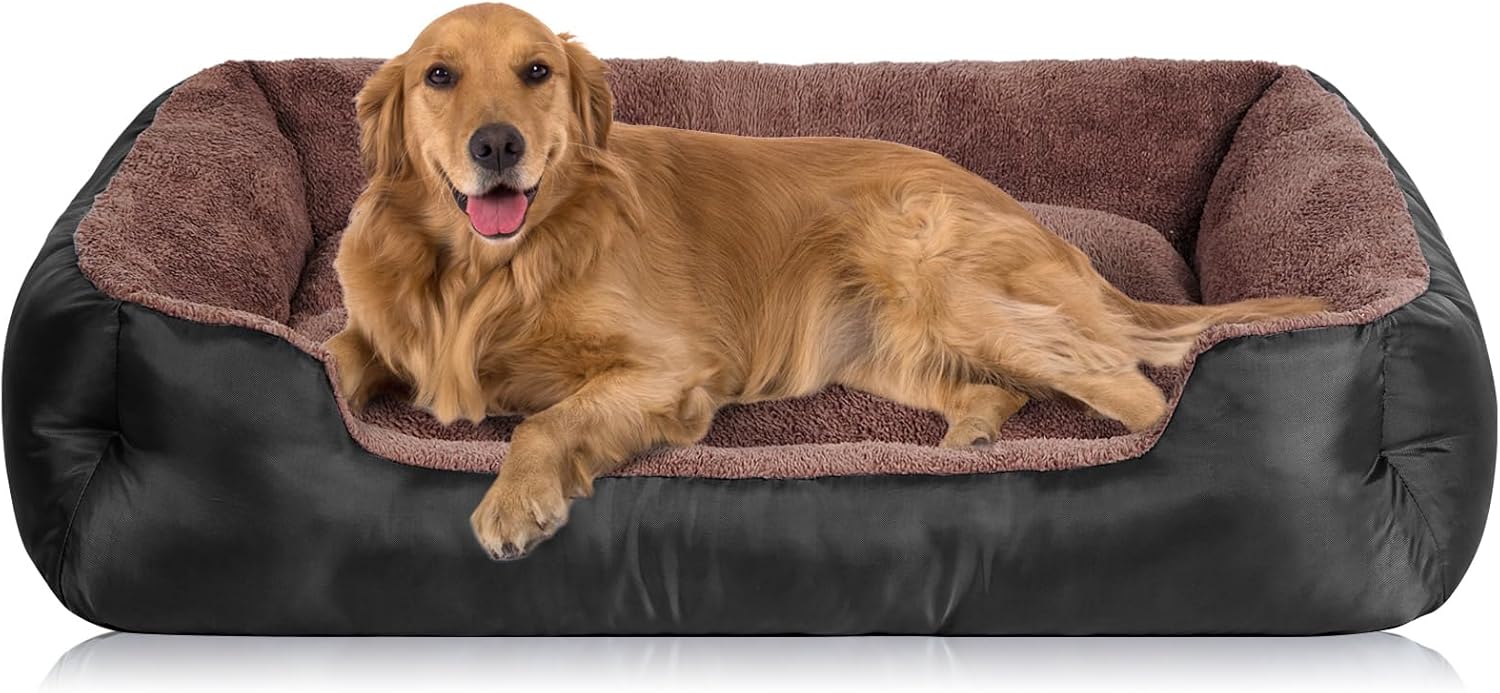 Dog Beds for Extra Large Dogs, Rectangle Washable Pet Bed with Sides, Big Dog Couch Bed with Non-Slip Bottom - Pet Explorer