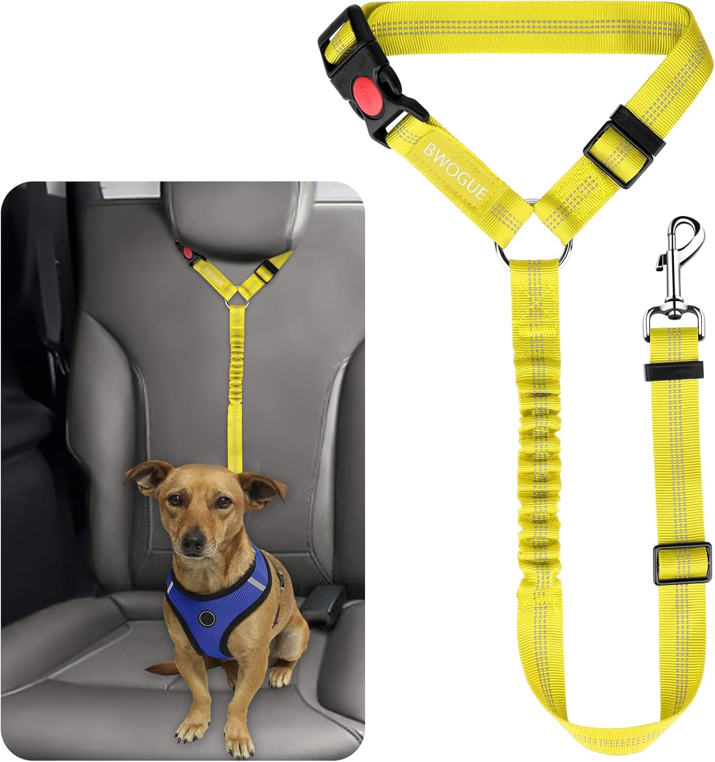 BWOGUE Pet Dog Cat Seat Belts, Car Headrest Restraint Adjustable Safety Leads Vehicle Seatbelt Harness (1 Pack) - Pet Explorer
