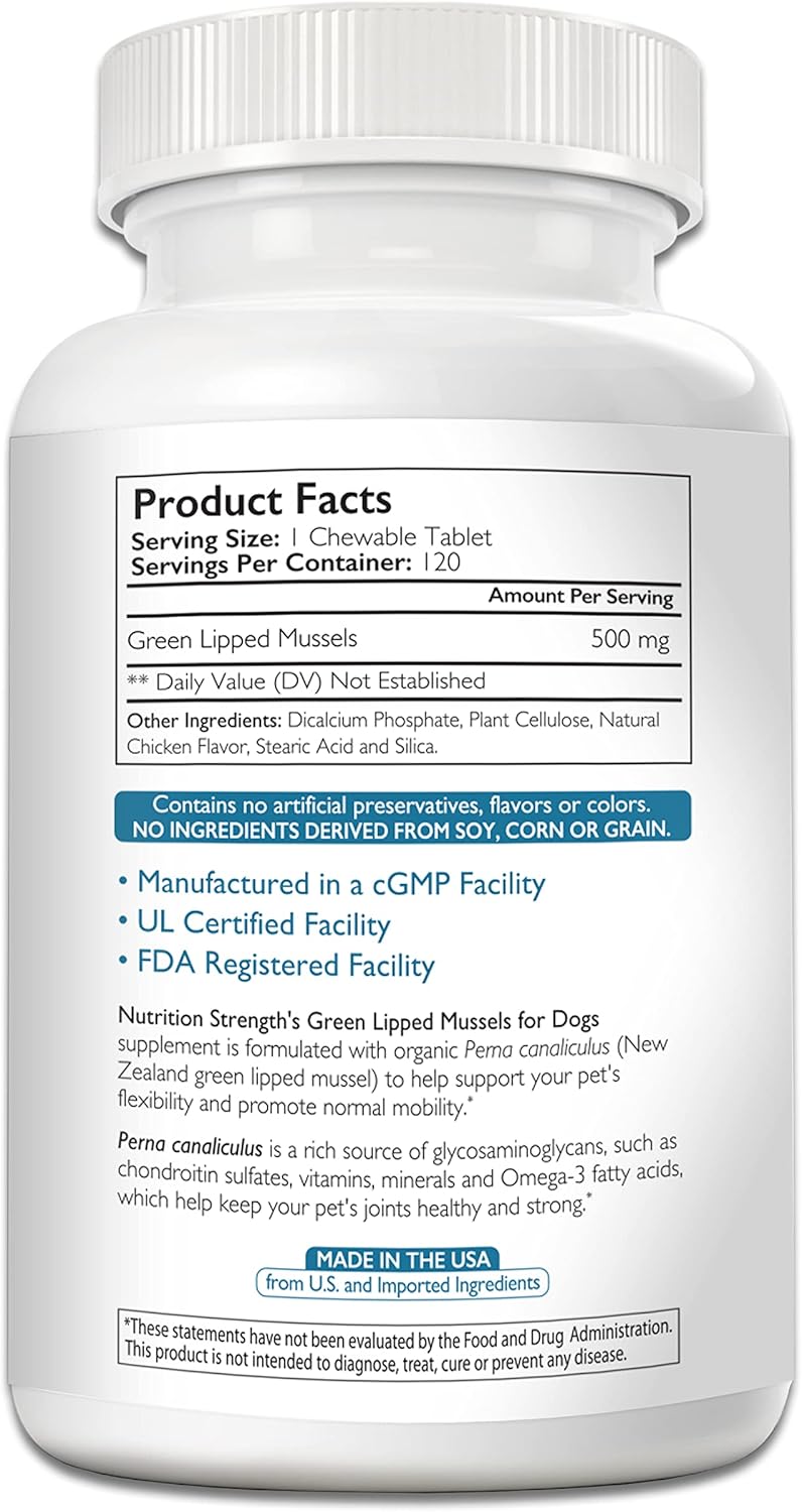 Green Lipped Mussels for Dogs for Joint Support & Inflammatory Relief, Promote Normal Mobility & Flexibility, Boost Prebiotic Activity, Support Gut Microbiome, 120 Chewable Tablets - Pet Explorer