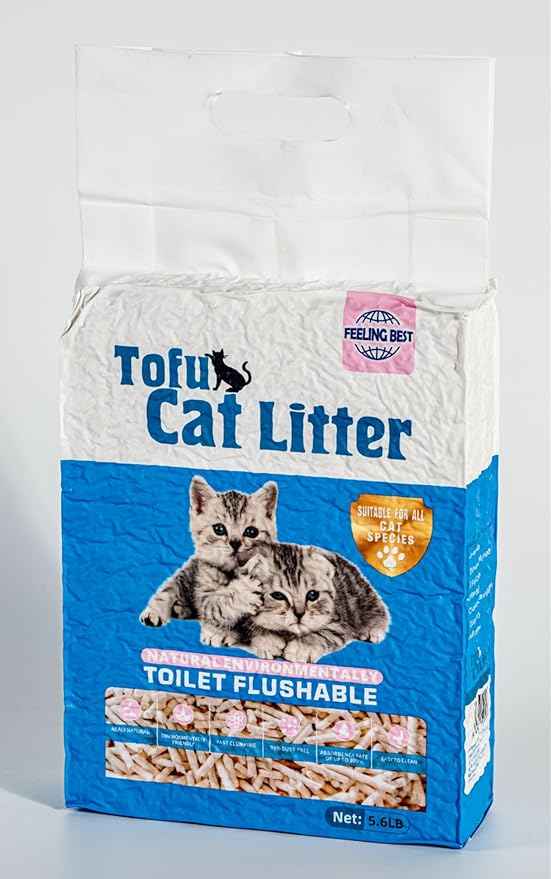 Tofu Cat Litter 5.6LB Fast Clumping, Dust-Free,100% Food Grade Raw Materials, Clumping,Flushable,Ultra Absorbent and Fast Drying,Solubility in Water,Really Dust-Free,Less Scattering (1)