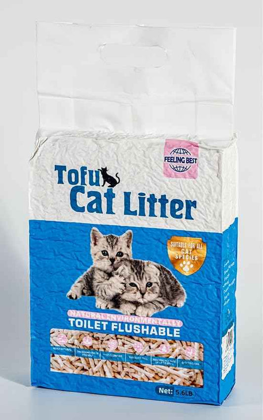 Tofu Cat Litter 5.6LB Fast Clumping, Dust-Free,100% Food Grade Raw Materials, Clumping,Flushable,Ultra Absorbent and Fast Drying,Solubility in Water,Really Dust-Free,Less Scattering (1)