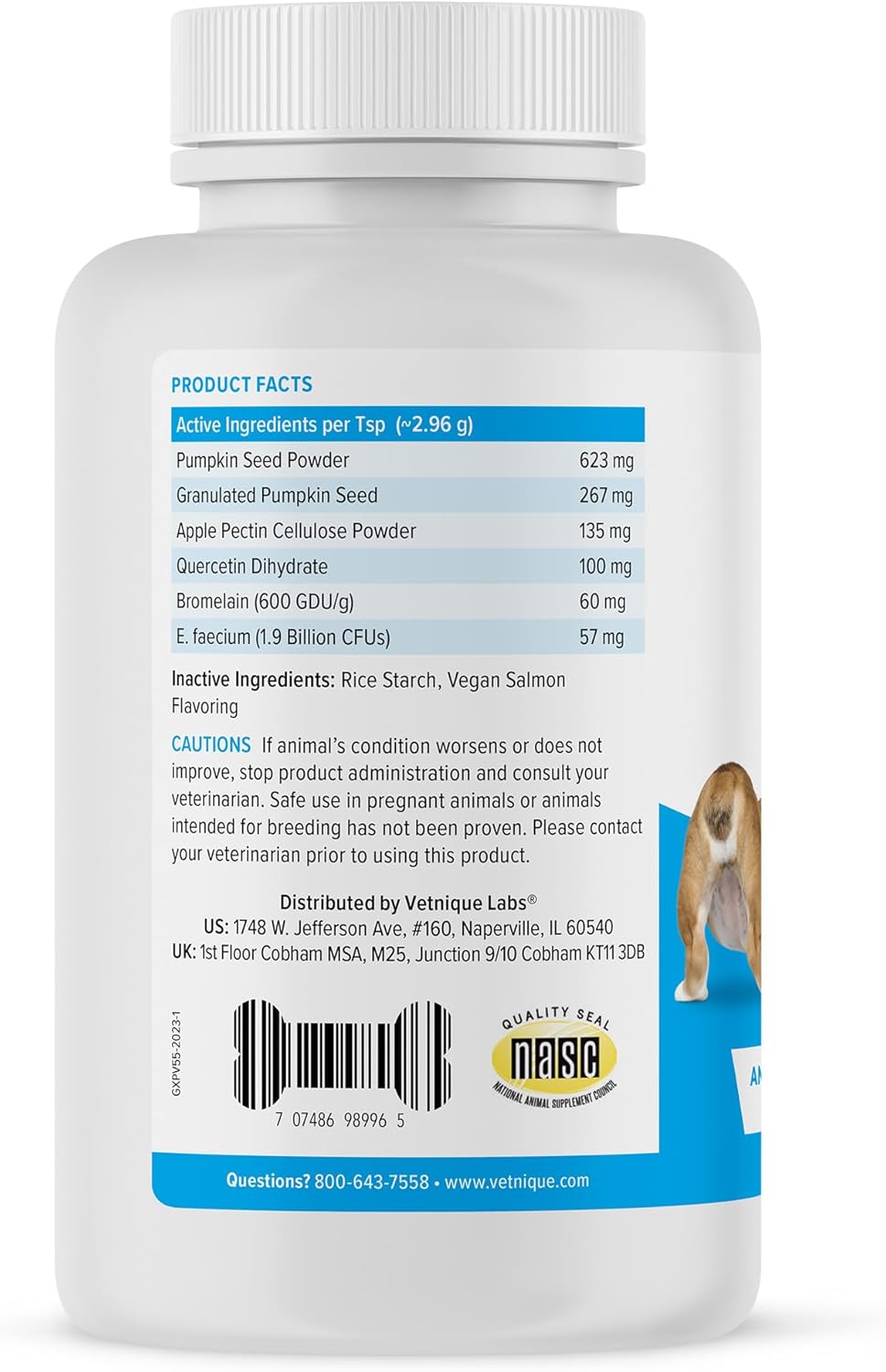 Glandex Dog Fiber Supplement Powder for Anal Glands with Pumpkin, Digestive Enzymes & Probiotics - Vet Recommended (Regular or Advanced Strength) - Boot The Scoot (5.5 oz, Vegan Salmon) - Pet Explorer