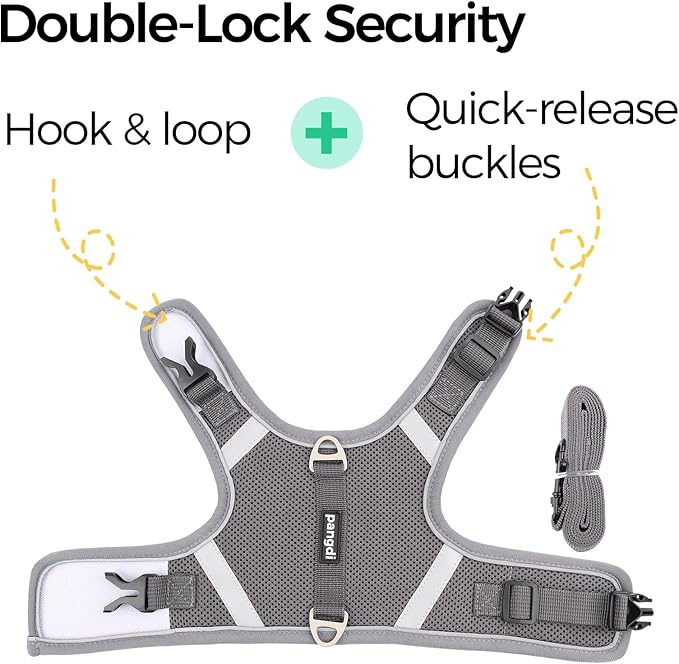Cat Harness and Leash Escape Proof Kitten Harness Cat Leash for Walking Travel Service Cat Vest, Grey, Large