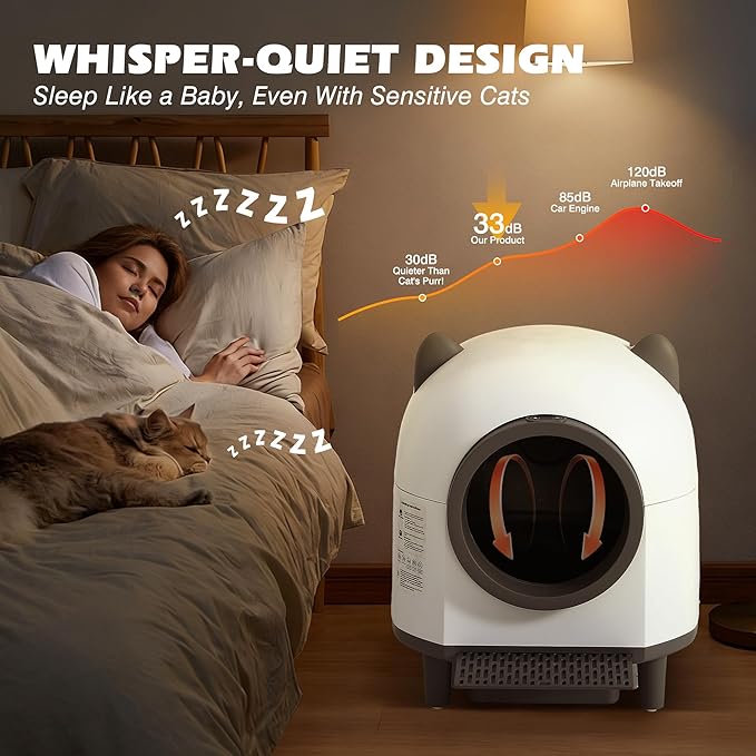 Grepatio Automatic Cat Litter Box for Multiple Cat, Self Cleaning Cat Litter Box with APP Control, Safe Anti-Pinch, Weight Monitoring, Smart Litter Box Include Scent Cartridge, 2-Roll Garbage Bags
