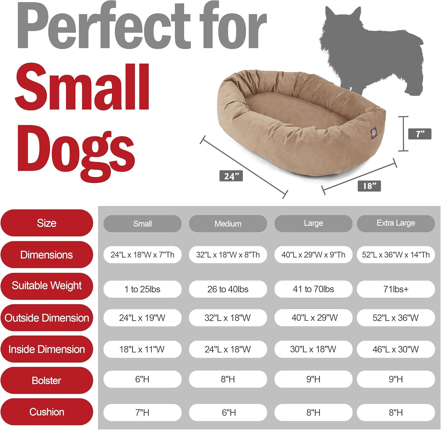 Majestic Pet 24 Inch Suede Calming Dog Bed Washable 24x19x7 (Inch) – Cozy Soft Round Donut Dog Bed with Spine Support for Dogs to Rest Their Head - Pet Bed Small – Stone (2025) - Pet Explorer