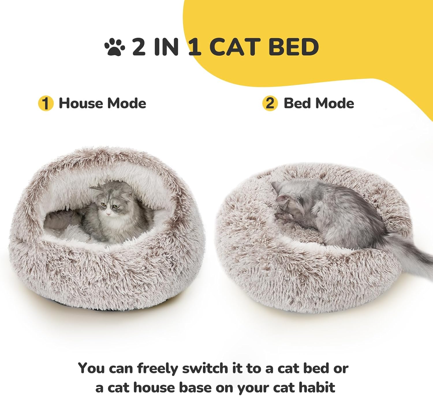 CATISM Plush Hooded Cat Bed, Calming Nest, Self-Warming Cave, Cozy Pod for Indoor Cats or Small Dogs, Removable Washable Cove With Non-Slip Bottom - Pet Explorer