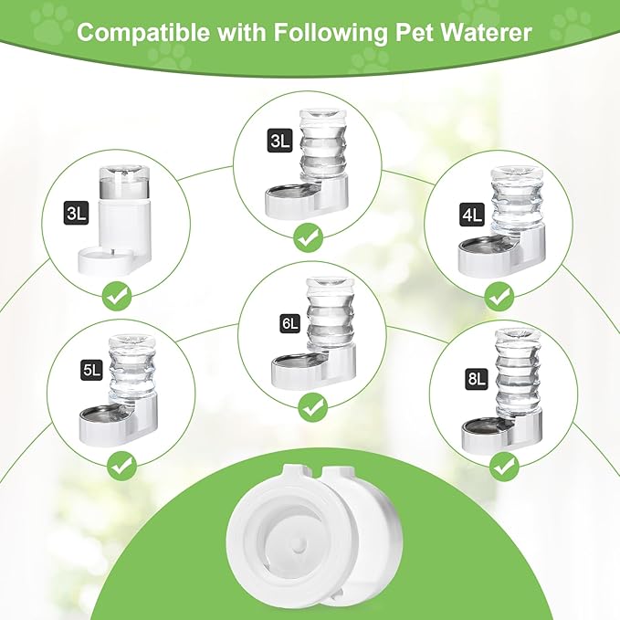 8 Pack Replacement Filters for 3L/3.6L/4.6L/6L/8L Gravity Pet Water Dispenser, Dog Water Filter Replacement, Triple Filtration Pet Fountain Filter, Water Feeder Filter for Cat and Dog