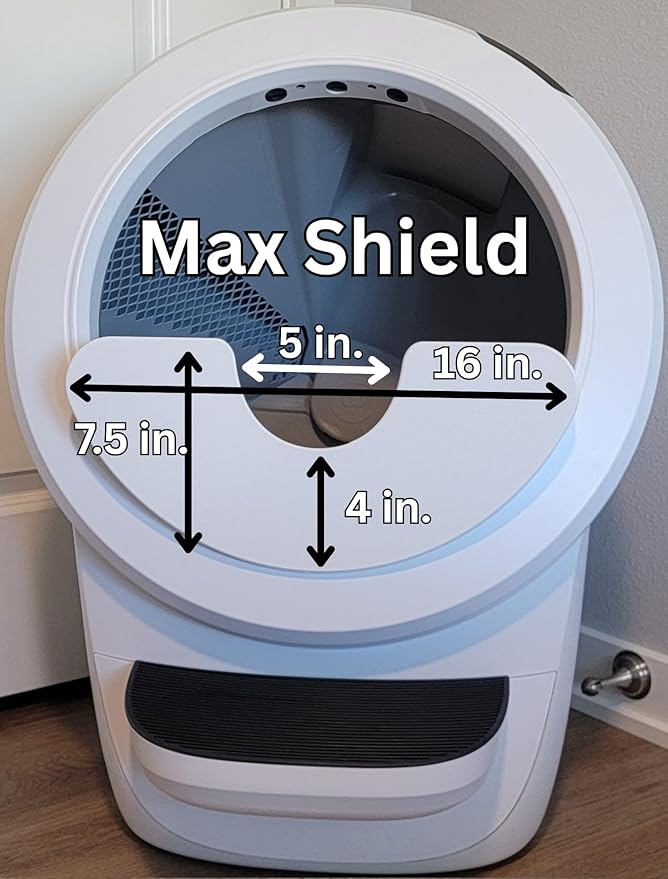Max Shield for Litter-Robot 4 : Anti-Flicking, One-Piece Design - White (White Max Shield w/Leveler)