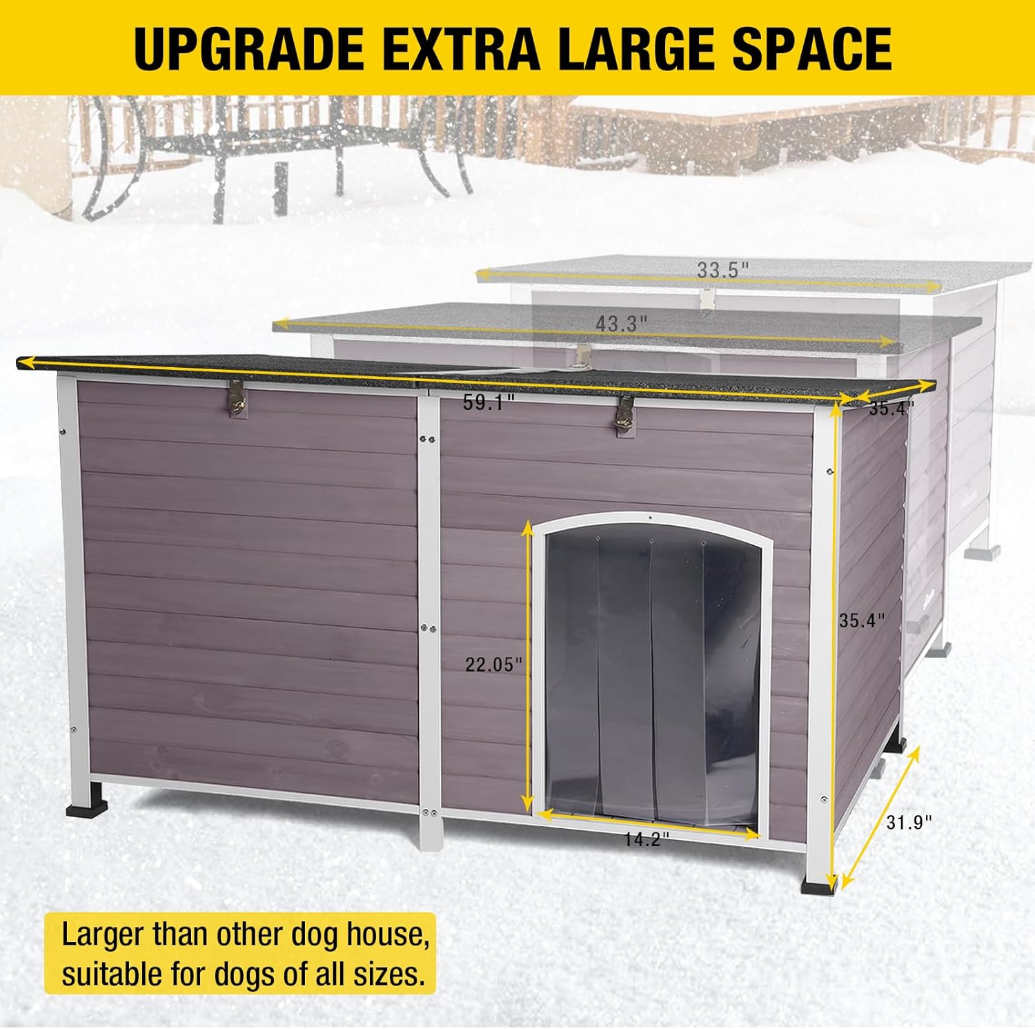 Aivituvin Outdoor Dog House 59" Extra Large Insulated Dog Kennel with Insulation Liner for Winter,All-Around Iron Frame - Pet Explorer