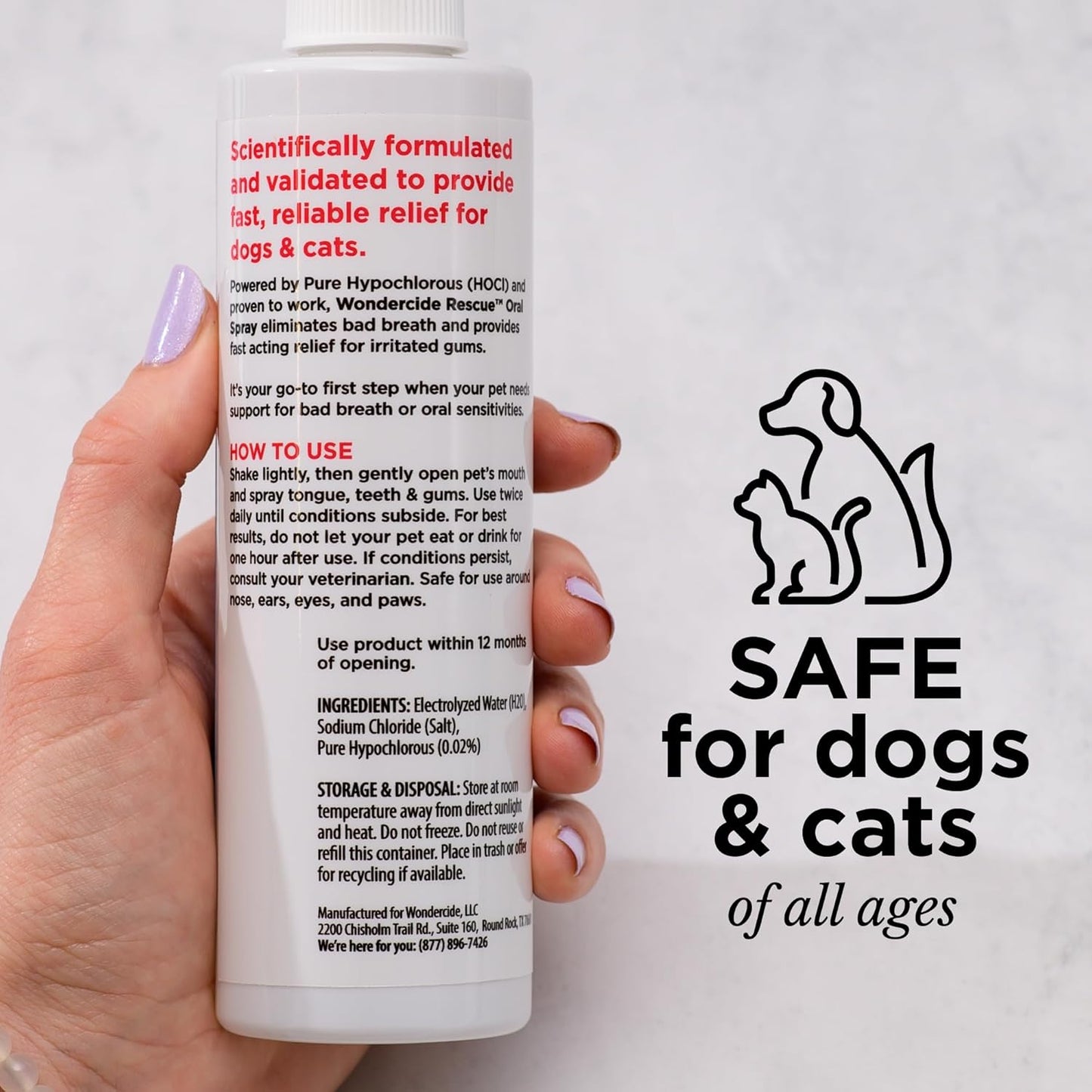 Wondercide Rescue - Oral Spray for Dogs and Cats – Freshens Breath, Soothes Gums, Alcohol Free Daily Dental Care with Pure Hypochlorous – 8.5 oz - Pet Explorer