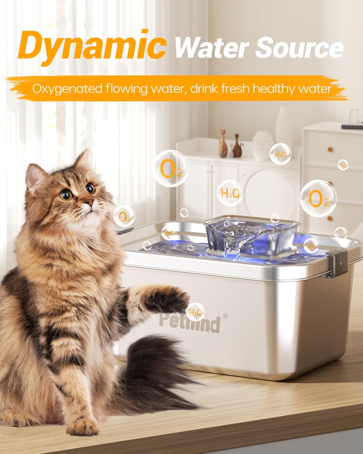 Dog Water Fountain for Large Dogs 2Gal/264oz Large Capacity Pet Water Dispenser Stainless Steel Water Cat Fountain Automatic Dog Water Bowl Dispenser with 3 Filters Ultra Quiet Pump Easy to Clean - Pet Explorer