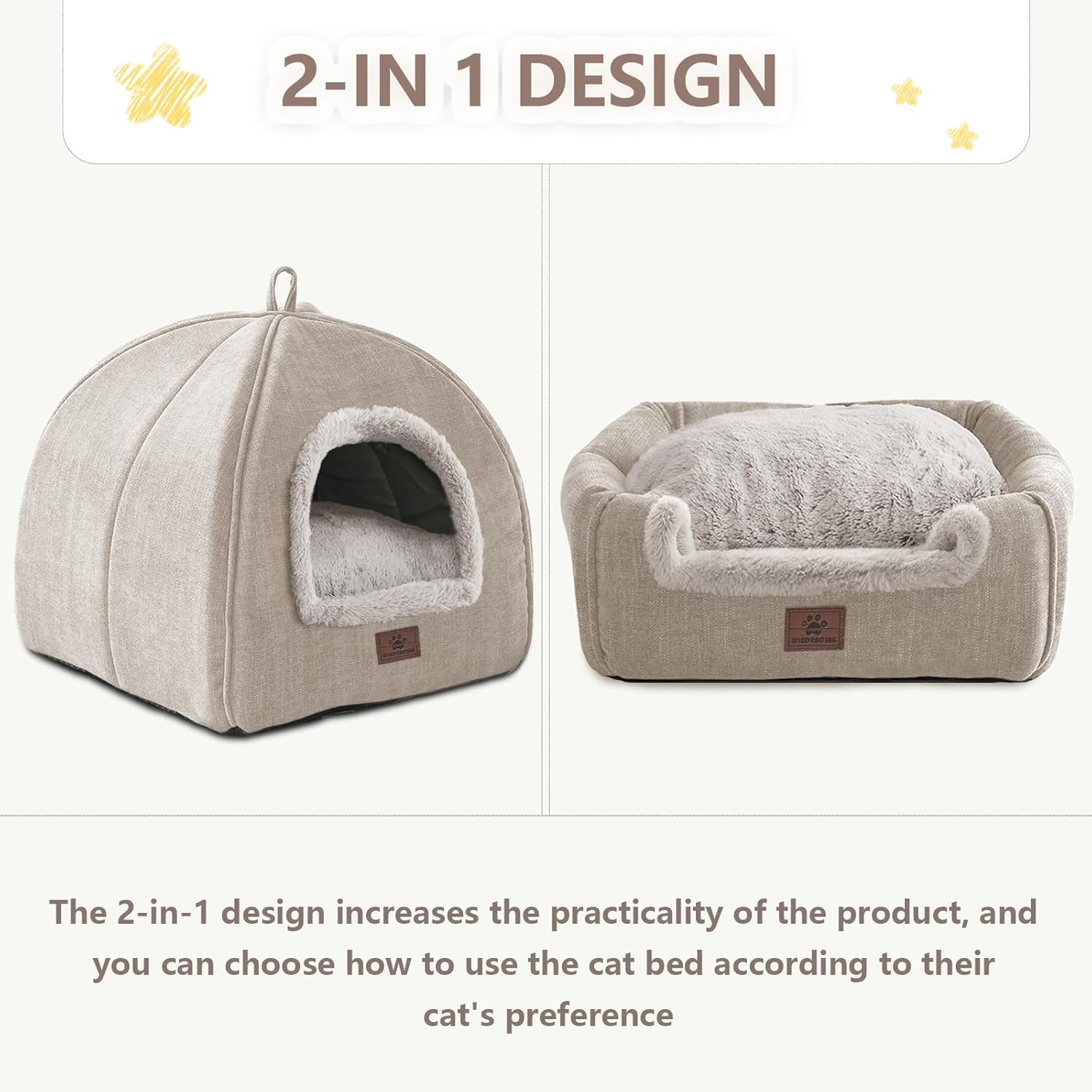 Cat Bed for Indoor Cats - Cat Cave Cat House Cats Tent with Removable Washable Cushioned Pillow, Soft and Self Kitten beds - Pet Explorer