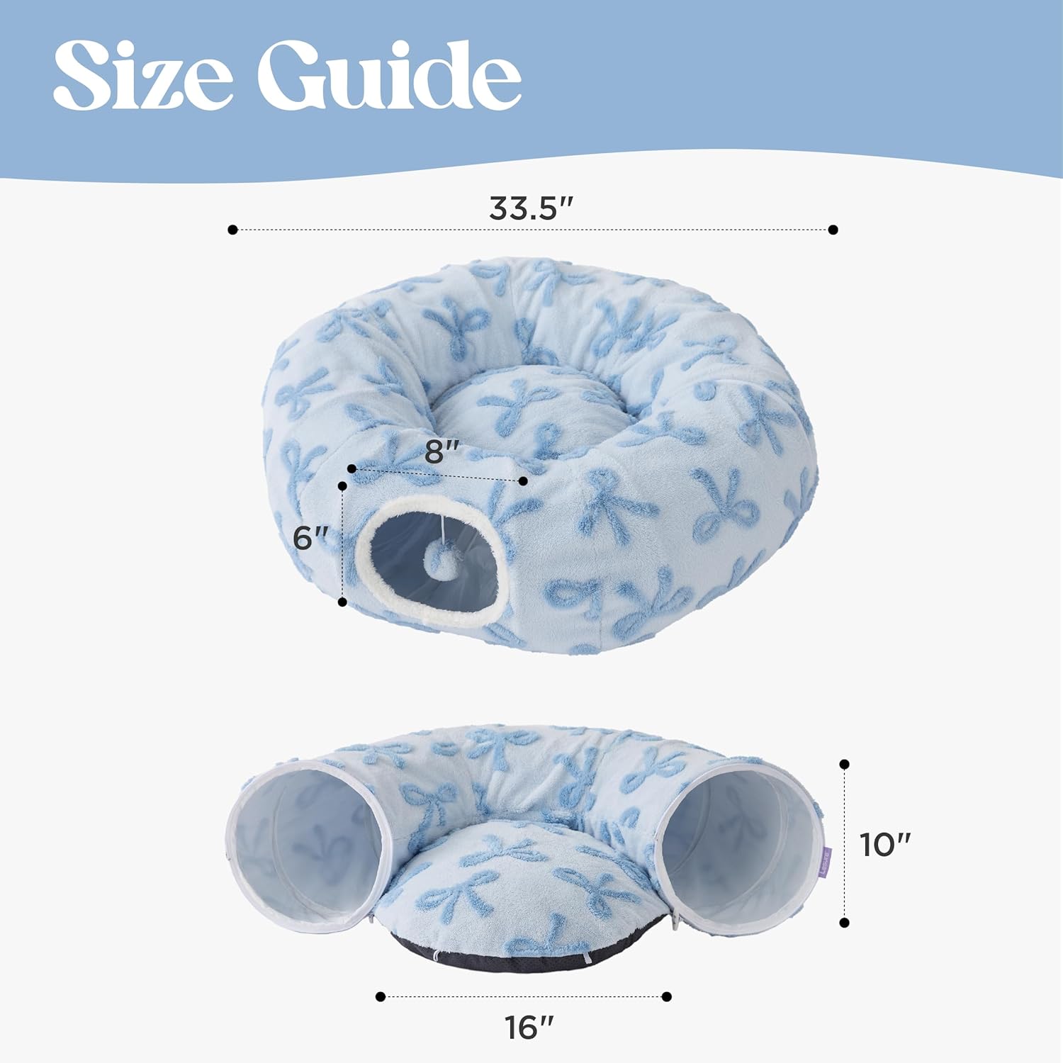 Lesure Cat Tunnel Bed for Indoor Cats - Cute Cat Donut Tunnel Toys with Washable Circle Cushion, Round Pet Peekaboo Cave Toy for Kitten/Puppy/Rabbit, Standard Ice Blue - Pet Explorer