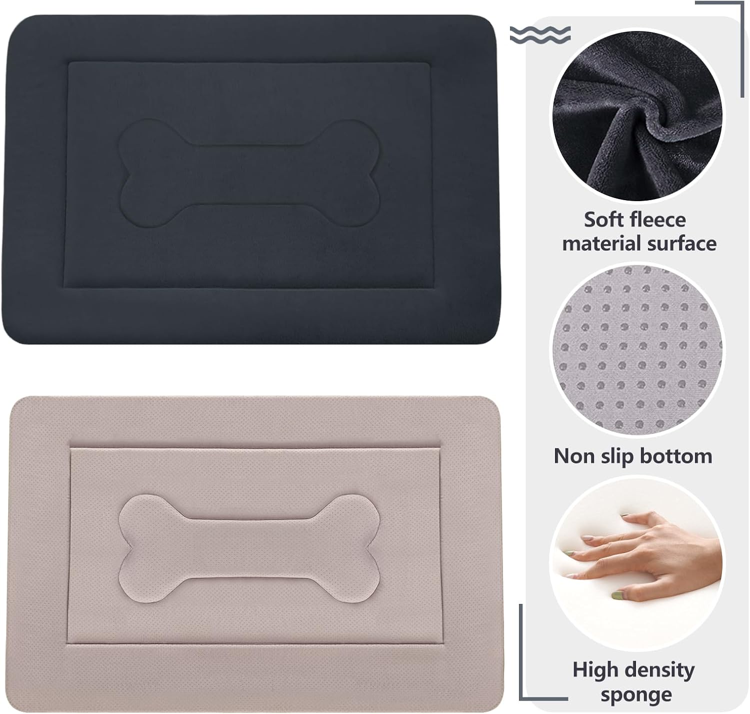 JoicyCo Large Dog Bed Soft Dog Crate Pad Mat 42 in Non-Slip Bottom Washable Dog Sleeping Mattress Pet Beds Cat Bed Kennel Pad, Dark Gray - Pet Explorer