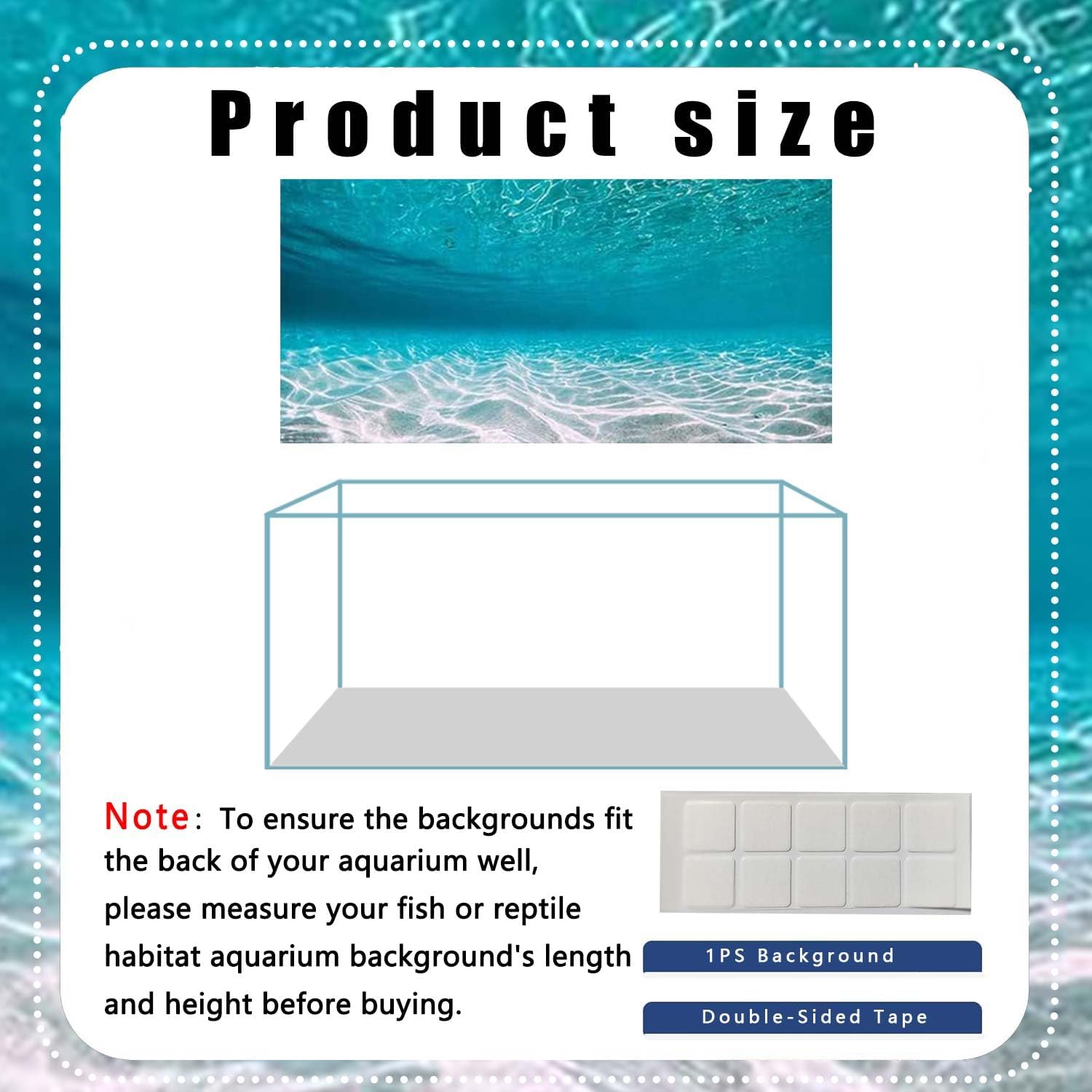 36X18IN Natural Undersea Aquarium Background, Undersea Beach Fish Tank Background, with 8 EVA Double-Sided Tape - Pet Explorer
