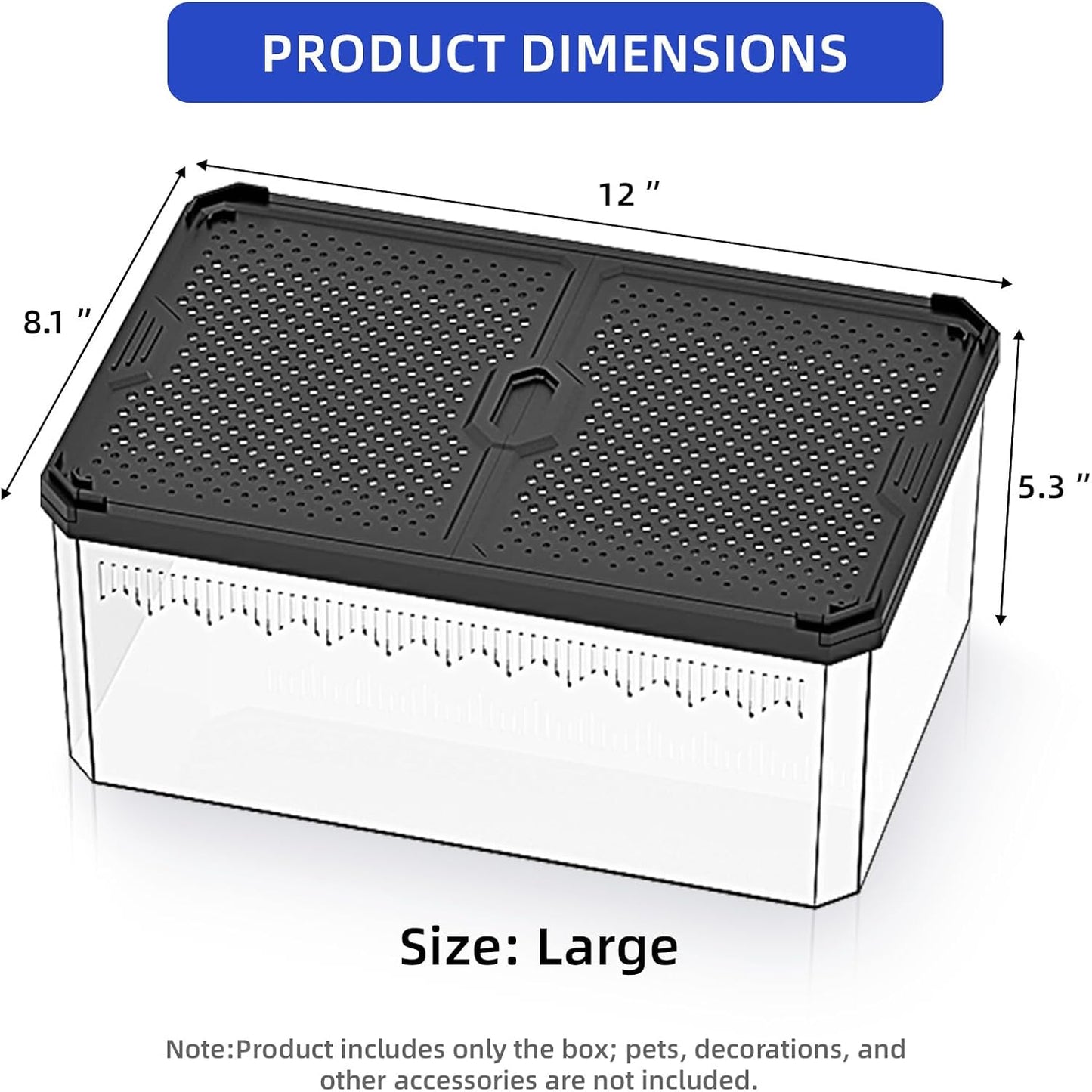 High-Transparency Reptile & Insect Enclosure Terrarium with Magnetic Door, Excellent Ventilation, Easy Cleaning, and Strong, Long-Lasting Build for Gecko, Tarantula, Hermit Crab (12x8.1x5.3 Inch) - Pet Explorer