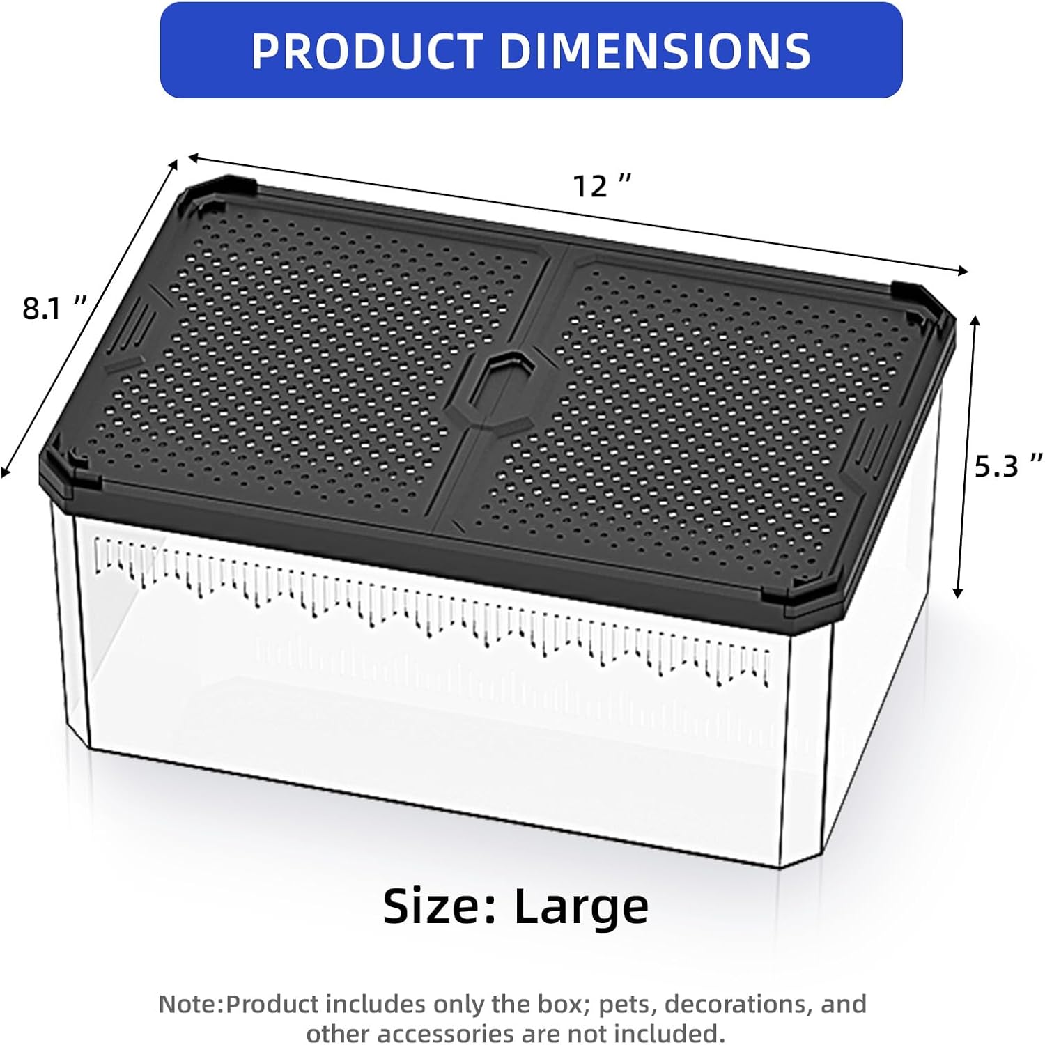High-Transparency Reptile & Insect Enclosure Terrarium with Magnetic Door, Excellent Ventilation, Easy Cleaning, and Strong, Long-Lasting Build for Gecko, Tarantula, Hermit Crab (12x8.1x5.3 Inch) - Pet Explorer