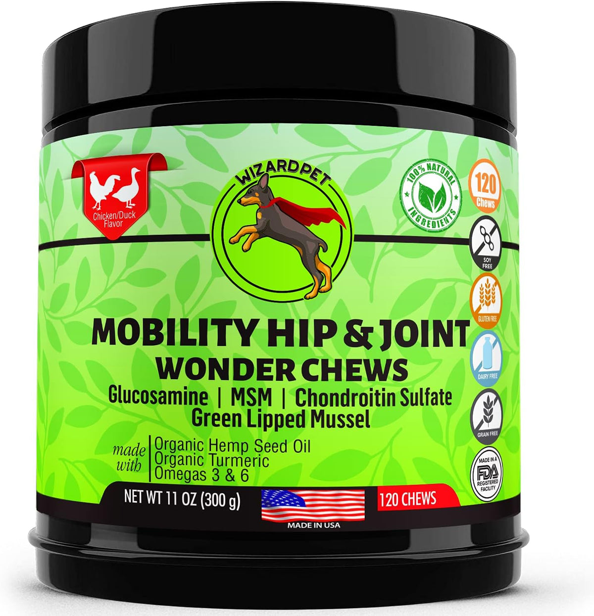 Advanced Hemp Hip and Joint Supplement for Dogs Hemp Oil Glucosamine Chondroitin for Dog Omegas Turmeric MSM Green Lipped Mussel Made in USA Treats Support Mobility 120 Chews