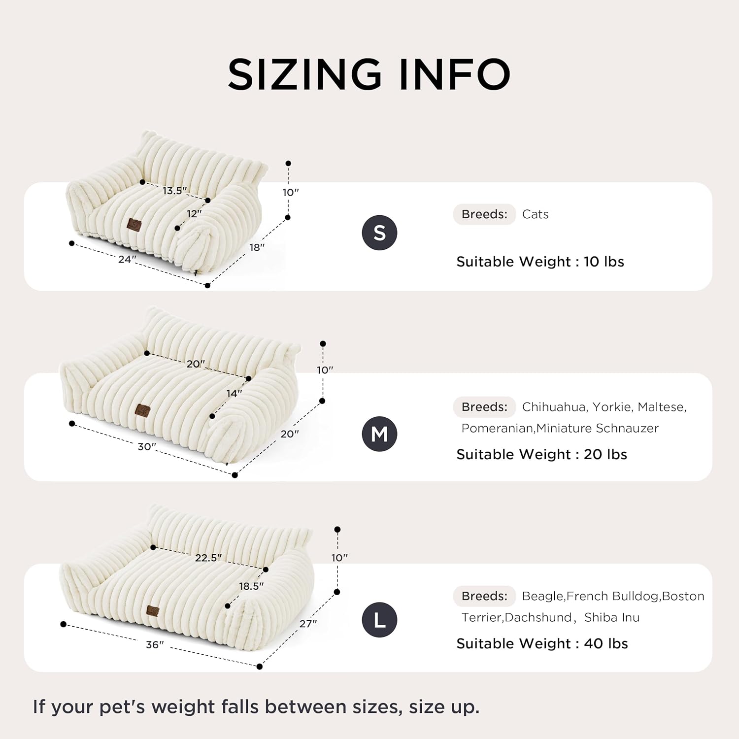 Bedsure Cute Cat Couch for Pets - Fluffy Cat beds with Premium Soft Corduroy Fleece, Fuzzy Cats beds for Indoor Cats with Removable Washable Cover, Supportive Pet Sofa, 24inch, Cream - Pet Explorer