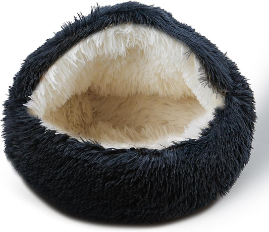 Cat Bed for Indoor Cats, Calming Cozy Cave with Self-Warming Plush, Entire Bed Machine Washable & Anti-Slip Base, Breathable Pet Bed for Small Cats&Dogs All Seasons (Dark Gray, 20 * 20inch) - Pet Explorer