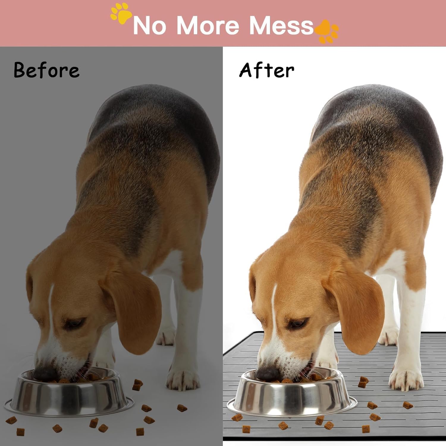 Large Dog Mats for Food and Water, 32"x24" Waterproof Pet Food Mats for Floor Nonslip Silicone Bowl Mats with Raised Edges - Pet Explorer
