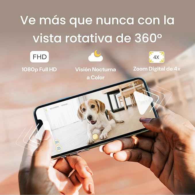 Furbo 360° Dog Camera: Pet Security Cam w/Barking Alerts, Rotating View, Treat Toss w/Phone App, Smart Home Puppy Monitoring, 2-Way Speaker, No Subscription Needed. Standard See, Talk, & Toss Features