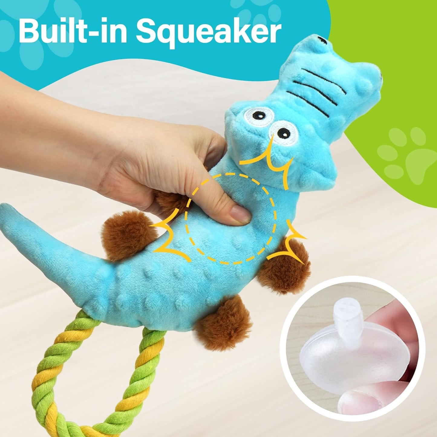 Prime Pets Dog Squeaky Toy, 2 Pack, Tug of War Dog Toys for Small Medium Large Dogs, Interactive Plush Puppy Chew Toy