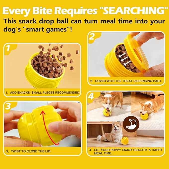 Frozen Treat Dispensing Dog Toy to Keep Them Busy, Interactive Indestructible Dog Puzzle Toy for Small Medium Breeds, Cognitive Dog Enrichment Toys Freezable - Yellow