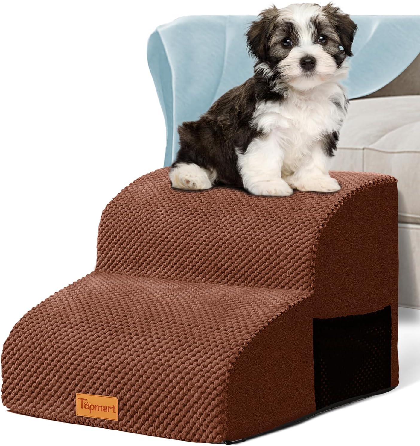 Topmart High Density Foam Pet Steps 2 Tiers,11.8" High,Non-Slip Dog Stairs & Ramp,Soft Foam Dog Ladder,Best for Injured,Older Cats,Pets with Joint Pain,Suitable for Low Sofas,Stairs,Lower Place - Pet Explorer